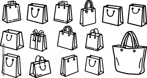 Collection of various shopping bags and totes