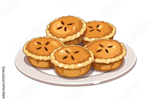 Deliciously Baked Mini Fruit Pies with Golden Crusts on a Classic White Plate Awaiting to Be Savored and Enjoyed for a Perfect Sweet Delight