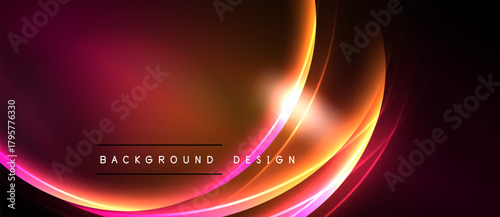 Abstract vibrant design. Smooth curves, orange, pink hues create dynamic flow. Text reads background design. Modern, energetic visual.