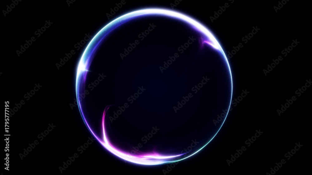 Obraz premium Abstract purple liquid sphere with smooth neon reflections and soft flowing edges. Minimal glowing contour creates a deep futuristic gradient effect.