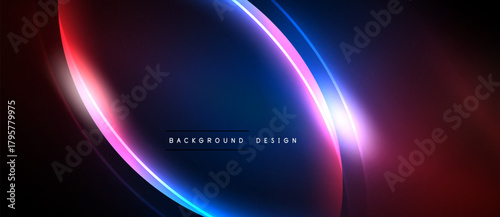 Abstract neon lines create dynamic curves over dark background. Bright colors blend, forming futuristic visual effect.