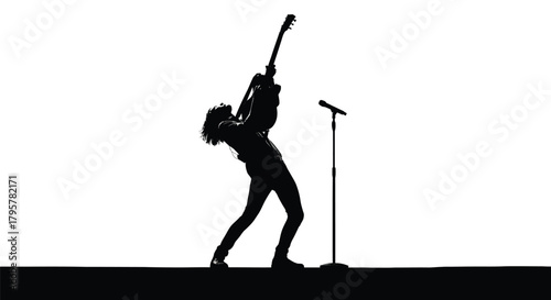 Musician playing guitar on stage performance silhouette