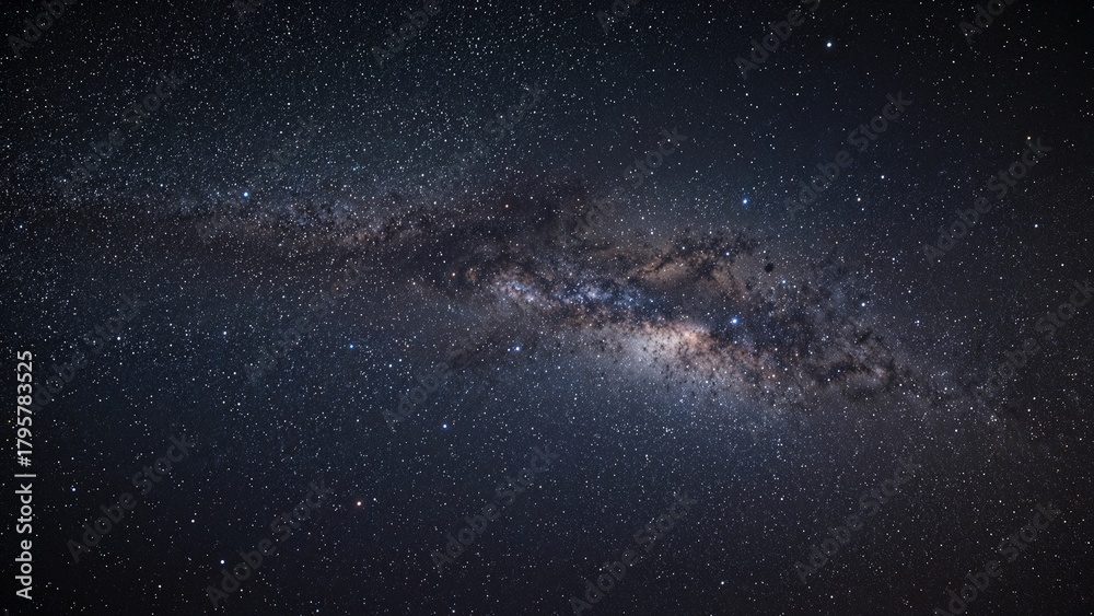 Obraz premium A view of the night sky with stars and the Milky Way galaxy.