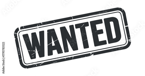 Black wanted rubber stamp on transparent background