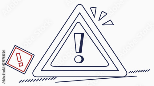 Illustration of a warning sign and a square sign with exclamation marks on a white background