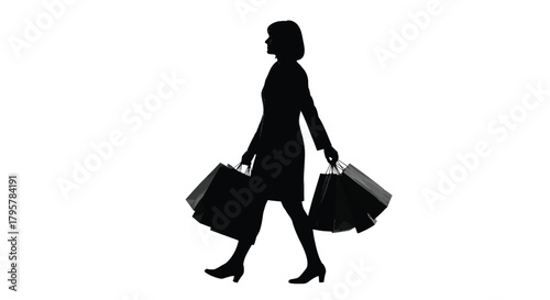 Woman carrying shopping bags silhouette