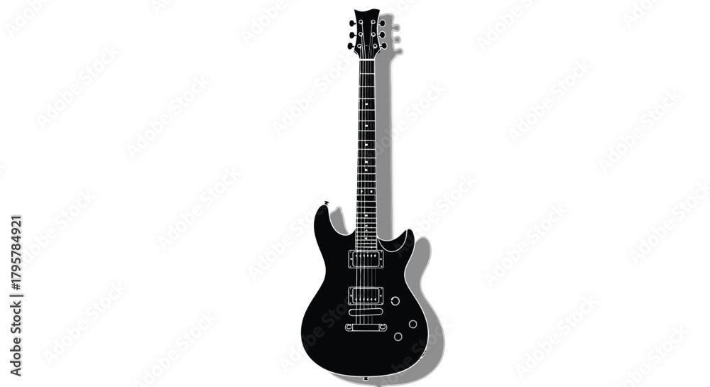 Obraz premium Black electric guitar with shadow instrument music