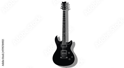 Black electric guitar with shadow instrument music