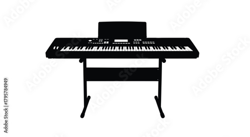 Black electronic keyboard on stand musical instrument