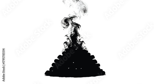 Black smoke rising from dark pile white