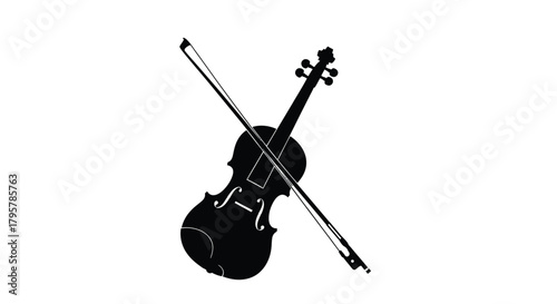 Black violin and bow silhouette musical instrument