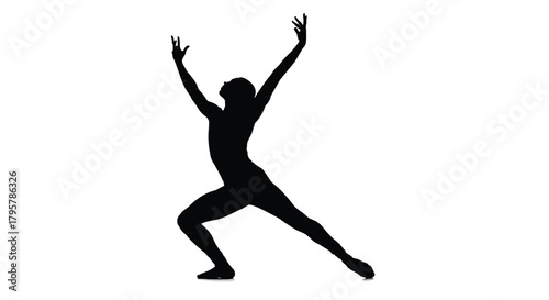 Dancer silhouette in dynamic pose black white