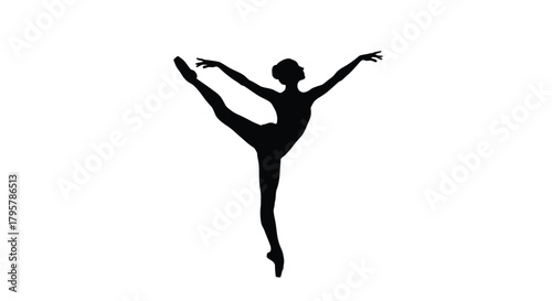 Elegant ballerina performing arabesque pose dance ballet