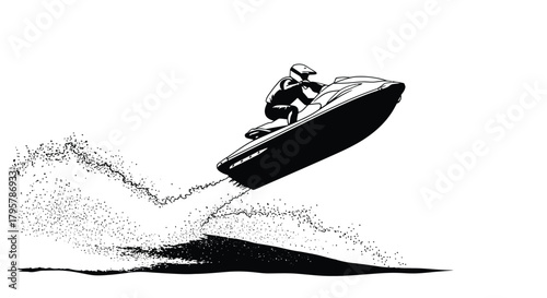 Jet ski rider airborne water spray vector