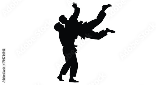 Judo throw silhouette martial arts