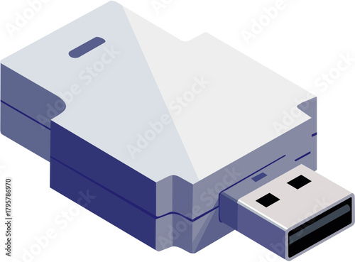 Vector illustration, single USB flash drive