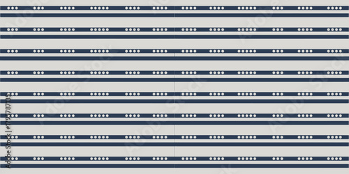 A repeating pattern of horizontal lines with groups of circles evenly spaced along the lines design