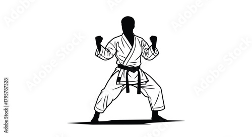 Martial artist in fighting stance arts karate