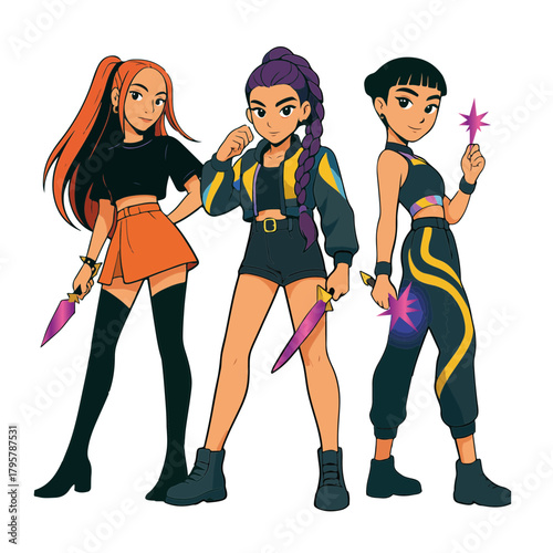 k pop , guerreras , zoy, rumi , muñecas, anime