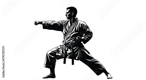 Martial artist striking pose karate belt