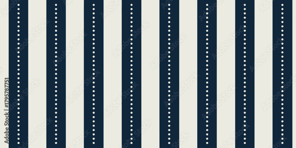 Obraz premium A repeating pattern of dark blue and white vertical stripes with dotted lines on the blue stripes