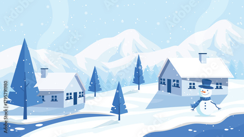 Beautiful Winter Background with Falling Snowflakes and Cold Seasonal Atmosphere