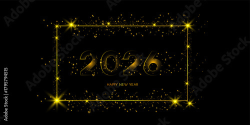 Wallpaper Mural golden shiny sparkle 2026 new year logo text, banner poster design Torontodigital.ca