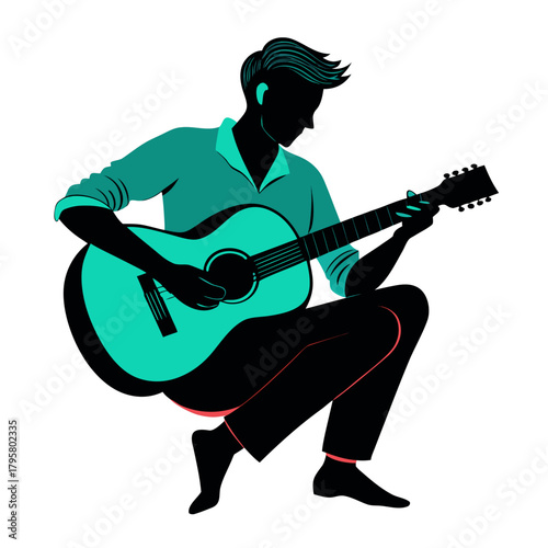 man playing electric guitar