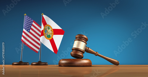 Florida Flag USA Flag American Law Legal System Concept