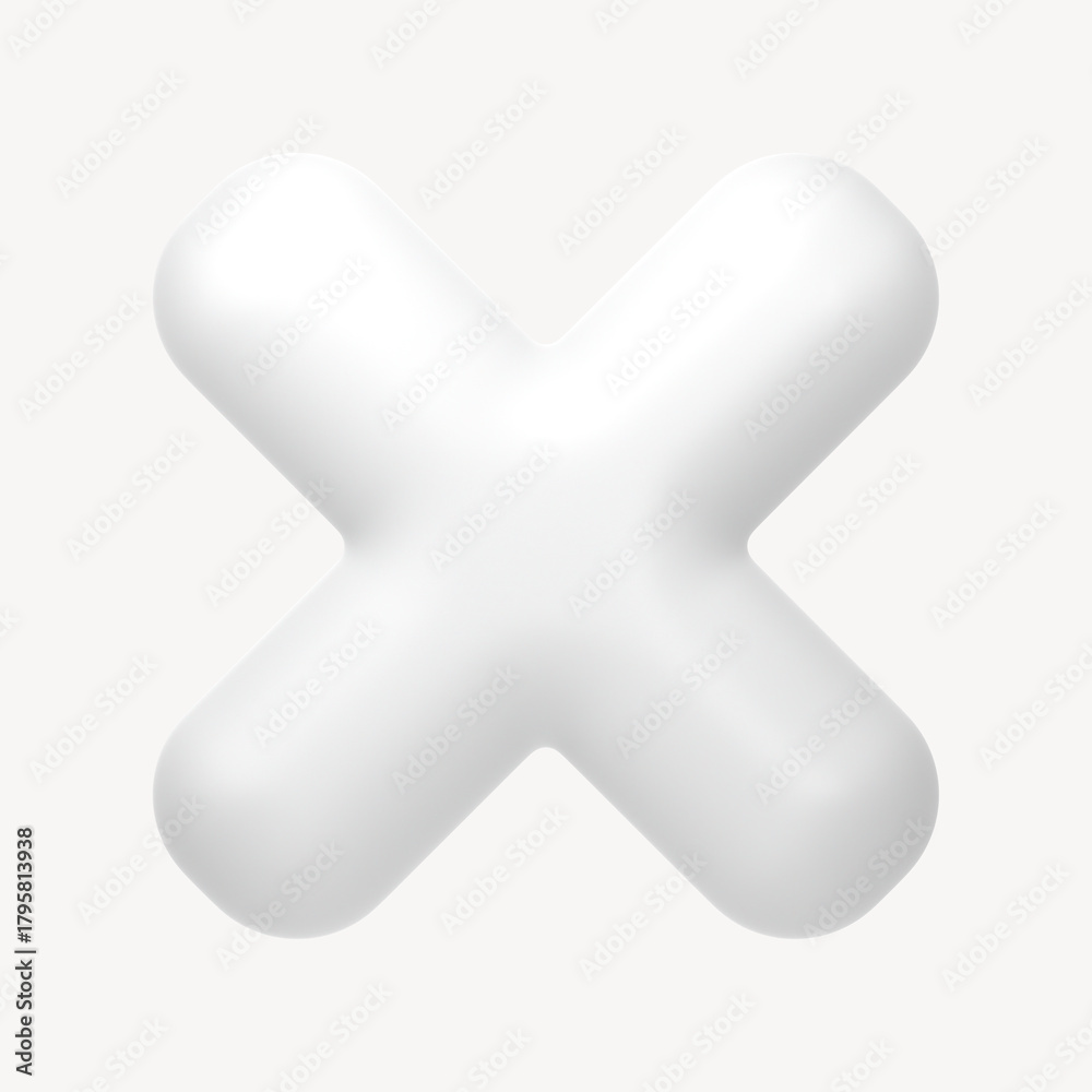 Obraz premium X mark icon, 3D rendering illustration