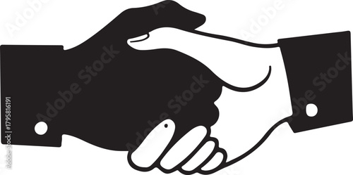 Professional business handshake agreement illustration for corporate deals, Hand shake icon isolated white background. Silhouette Hand shake icon
