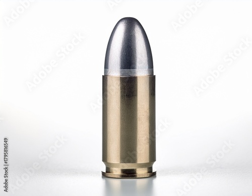 Wallpaper Mural single silver bullet pristine isolated on pure white background firearm ammunition firearm cartridge Torontodigital.ca