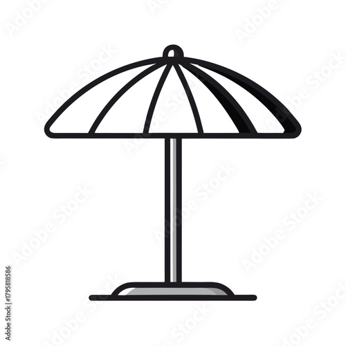 A black umbrella isolated on white background providing protection from the rain, an essential weather accessory
