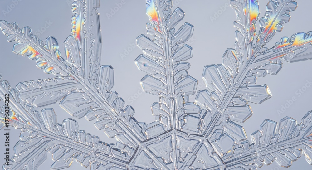 Naklejka premium Detailaufnahme eines dendritischen Schneekristalls