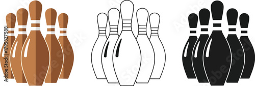 Bowling pin and ball icon. Sport, strike, spare, and game symbol vector illustration