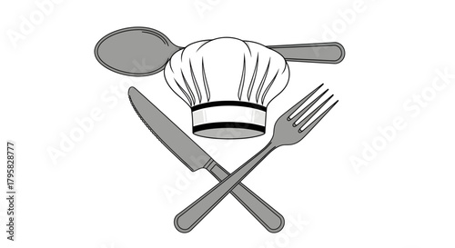 Chef's Tools and Utensils in Graphic Design, Kitchen Environment, Digital Illustration Concept