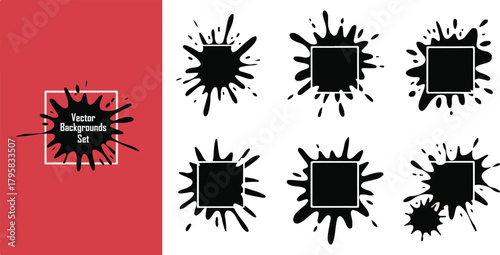 splatter abstract backgrounds set ink blot splash square frames