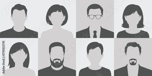 avatar set eight minimal user profile icons for website and apps