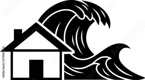 house tsunami glyph flat vector icon
