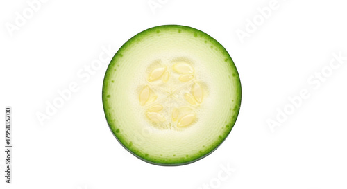 Fresh sliced zucchini vegetable close up isolated healthy food ingredient transparent background