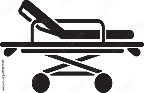 Black and white illustration of a hospital gurney