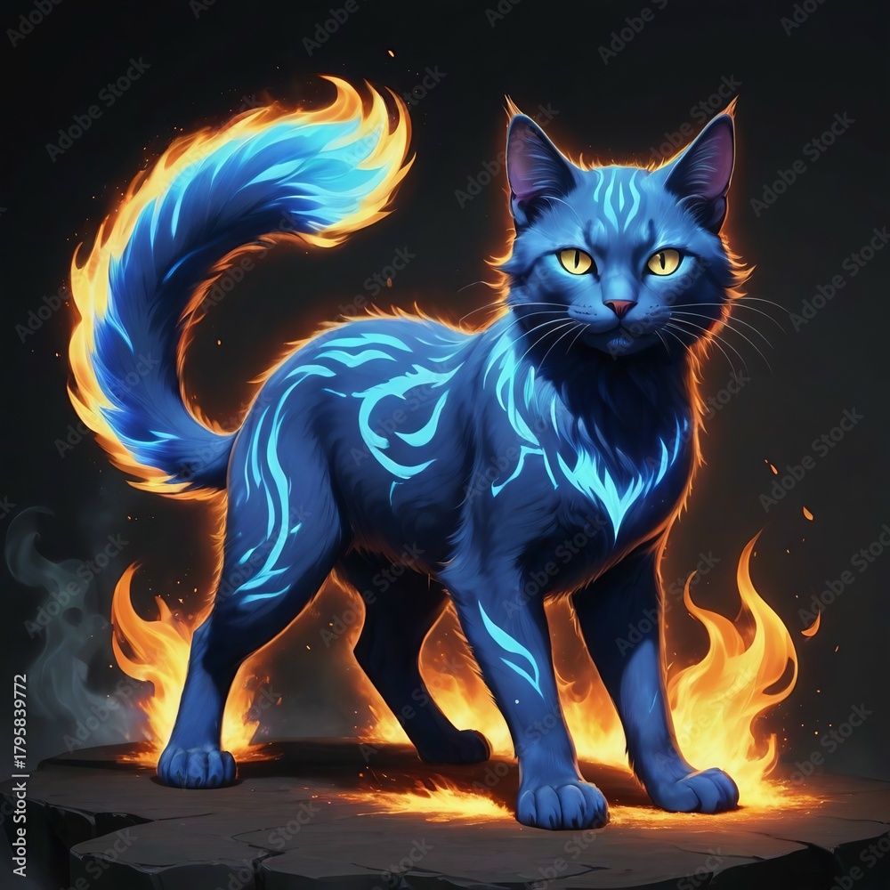 Obraz premium cat on a black background