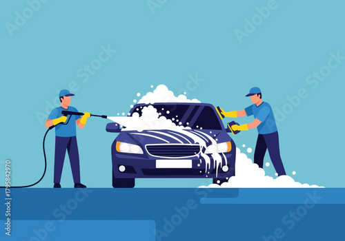 Car Wash Service with Pressure Washer and Sponge Application