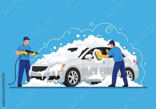 Car Wash Service with Pressure Washer and Sponge Cleaning