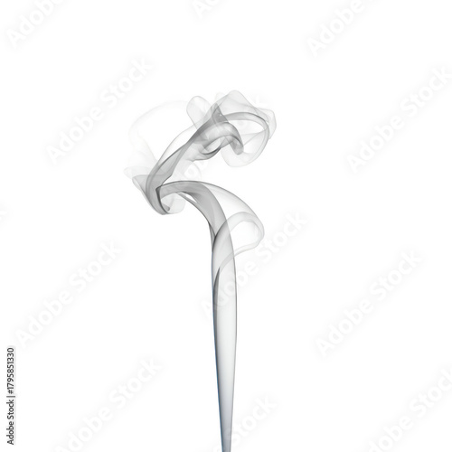 Elegant wisp of gray smoke gracefully ascending, isolated on transparent background, creating a mesmerizing dance