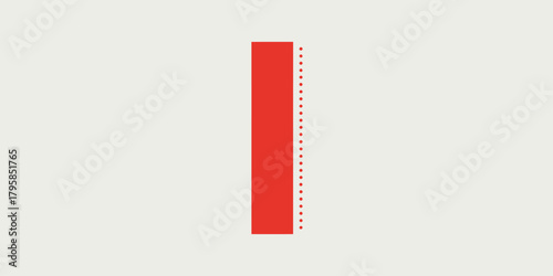 A red vertical rectangle with a dotted line on the right side against a light beige background plain view