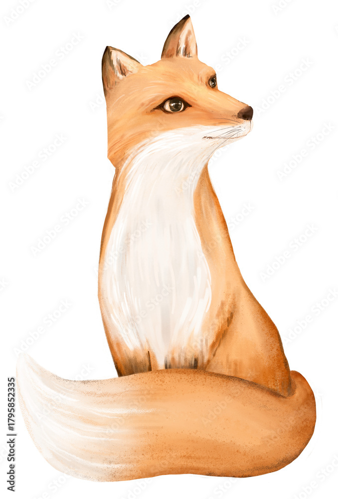 Obraz premium Fox png sticker, cute animal illustration, transparent background