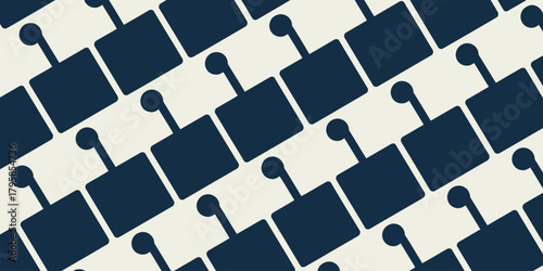 A repeating pattern of dark blue stylized luggage shapes on a light cream colored background surface