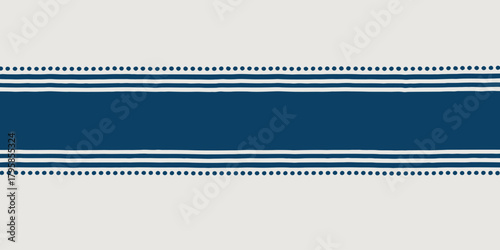 A close up of a blue and white striped pattern with dots and lines in a symmetrical arrangement