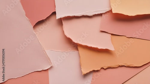 Torn paper in various shades of pink.